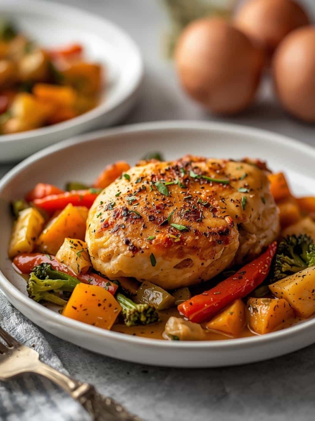 Easy Slow Cooker Garlic Herb Chicken & Veggies