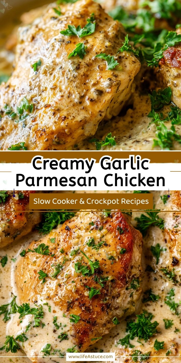 Slow Cooker Creamy Garlic Parmesan Chicken