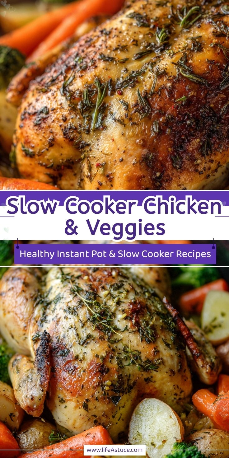 Easy Slow Cooker Garlic Herb Chicken & Veggies