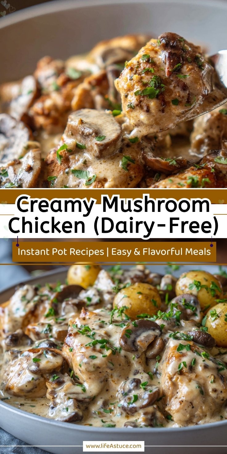 Instant Pot Creamy Mushroom Chicken (Dairy-Free)