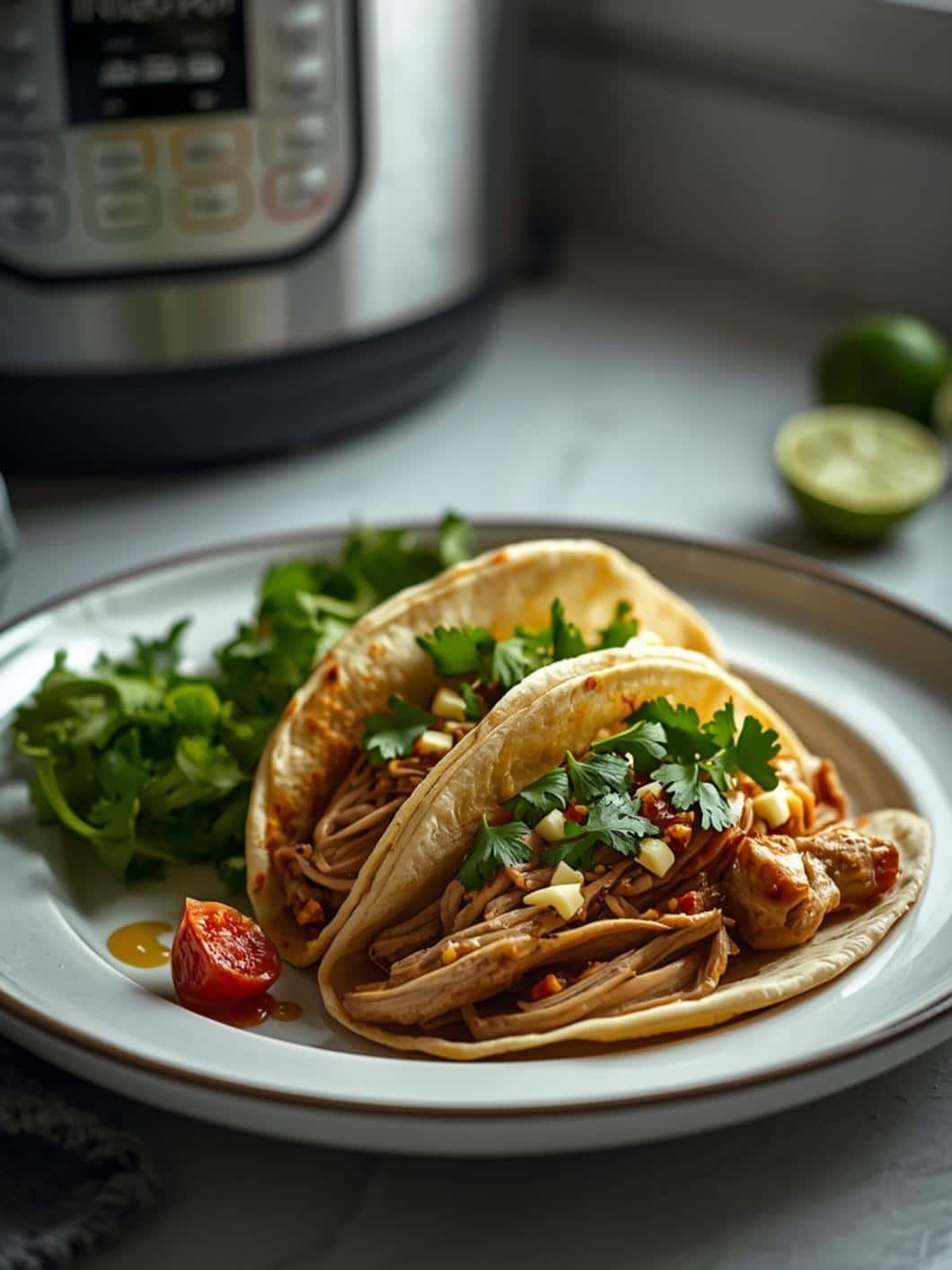 Instant Pot Garlic Lime Chicken Tacos - Easy Shredded Chicken Recipe