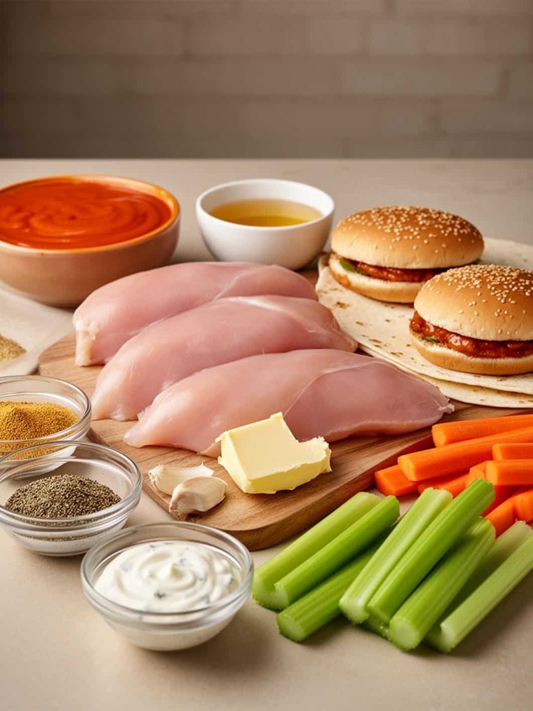 Slow Cooker Buffalo Chicken Sandwiches & Wraps