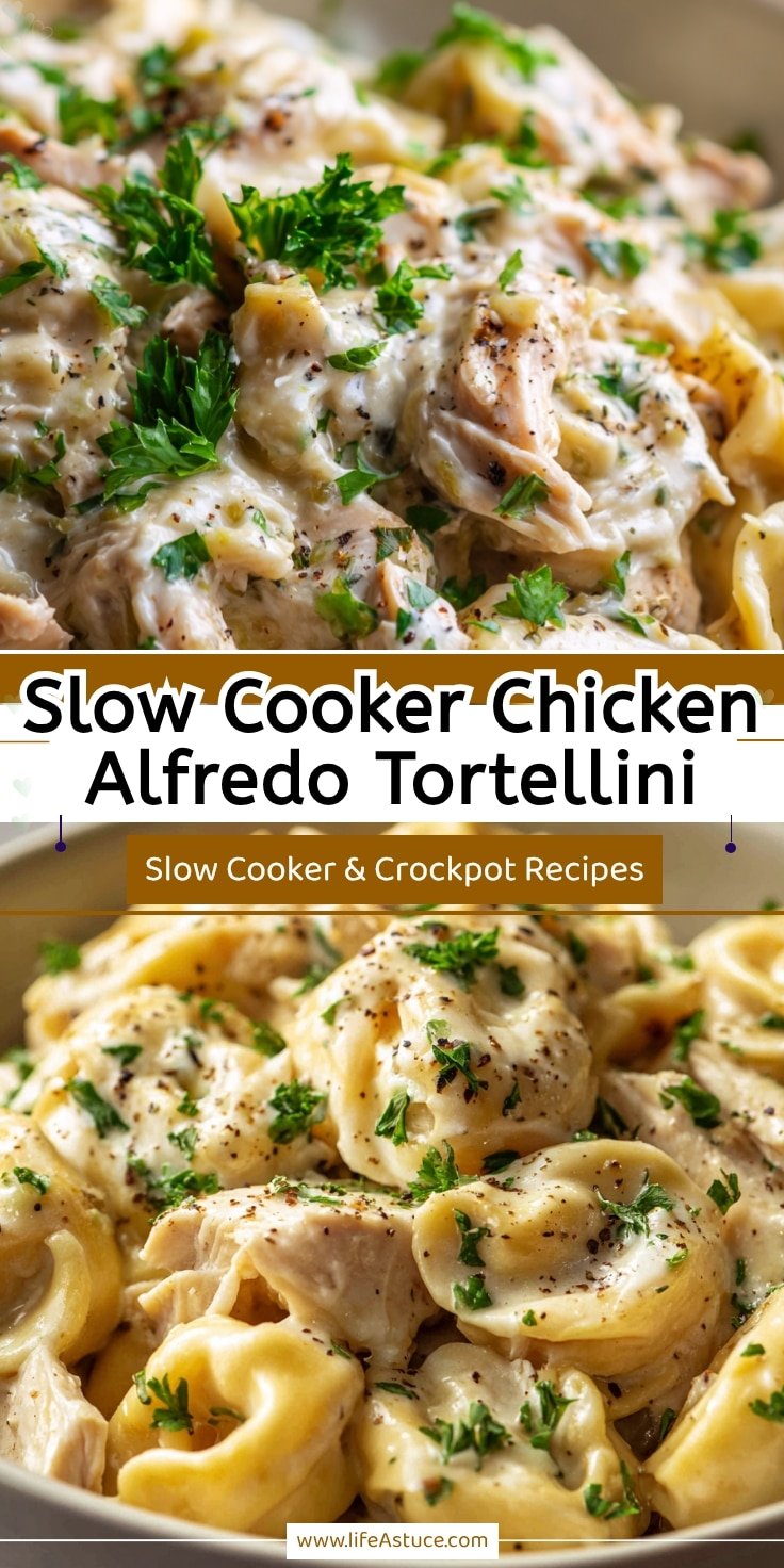 Easy Slow Cooker Chicken Alfredo Tortellini