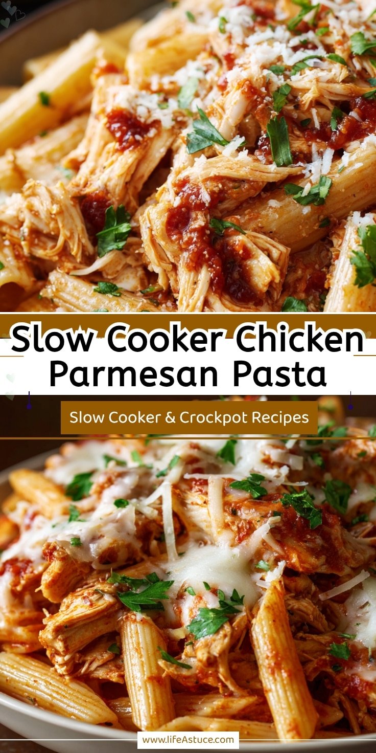 Easy Slow Cooker Chicken Parmesan Pasta Recipe