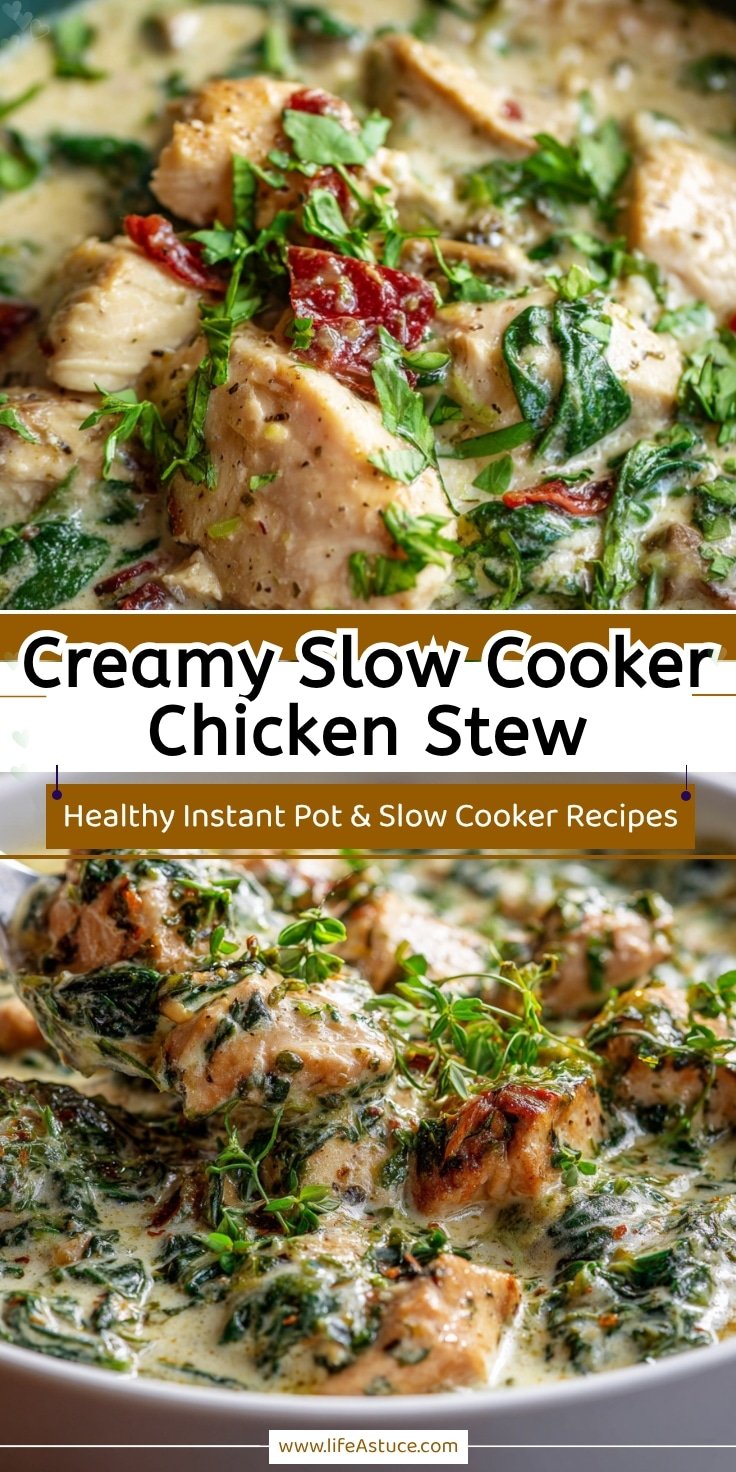 Slow Cooker Chicken & Spinach Stew - Easy Low Carb Dinner