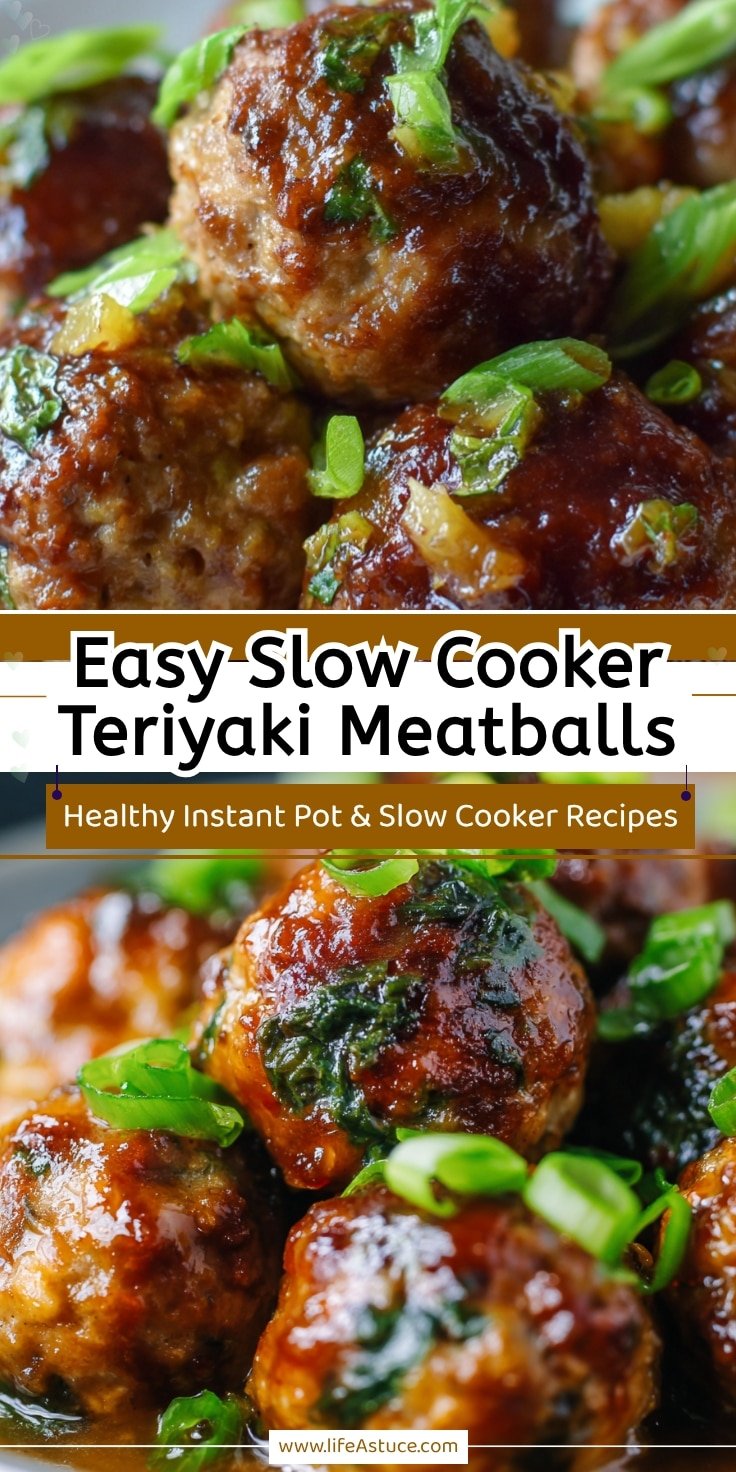 Slow Cooker Turkey & Spinach Meatballs with Savory Teriyaki Pineapple Sauce